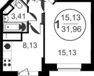 1-комнатная квартира площадью 31 кв.м, Новое Пушкино мкр | цена 2 185 585 руб. | www.metrprice.ru