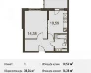 1-комнатная квартира площадью 38.3 кв.м, Родниковая ул. | цена 3 937 713 руб. | www.metrprice.ru