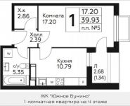 1-комнатная квартира площадью 39.93 кв.м, д.Столбово, уч.40/2, корп.5 | цена 3 541 791 руб. | www.metrprice.ru