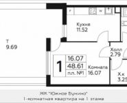 1-комнатная квартира площадью 48.61 кв.м, д.Столбово, уч.40/2, корп.5 | цена 3 795 954 руб. | www.metrprice.ru