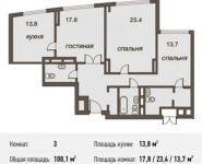 3-комнатная квартира площадью 100.1 кв.м в ЖК "Дирижабль", Профсоюзная ул., 64К2 | цена 28 028 000 руб. | www.metrprice.ru