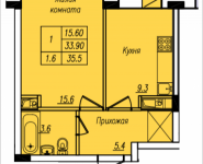 1-комнатная квартира площадью 35.5 кв.м, Просвещения, 12 | цена 2 221 732 руб. | www.metrprice.ru