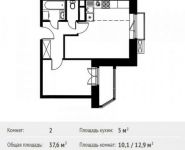 2-комнатная квартира площадью 37.6 кв.м, Липовая улица, 3 | цена 2 758 298 руб. | www.metrprice.ru