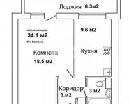 1-комнатная квартира площадью 34.1 кв.м, проезд Стратонавтов, 16к1 | цена 6 000 000 руб. | www.metrprice.ru