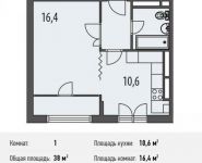 1-комнатная квартира площадью 38 кв.м, Ивановская ул., 1 | цена 2 996 300 руб. | www.metrprice.ru