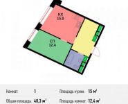 1-комнатная квартира площадью 40.3 кв.м, Шестая улица, 15 | цена 10 316 800 руб. | www.metrprice.ru