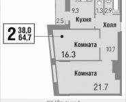 2-комнатная квартира площадью 64.7 кв.м, улица Саморы Машела, 5 | цена 8 744 205 руб. | www.metrprice.ru