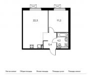 1-комнатная квартира площадью 43.1 кв.м, Ясеневая ул, 12к3 | цена 8 796 710 руб. | www.metrprice.ru