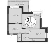 2-комнатная квартира площадью 60.3 кв.м, Зеленодольская улица, 41к2 | цена 9 790 625 руб. | www.metrprice.ru