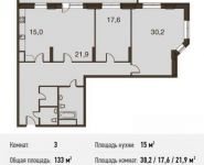 3-комнатная квартира площадью 133 кв.м в ЖК "Маяк" (Реутов), Комсомольская ул., 2 | цена 9 602 600 руб. | www.metrprice.ru
