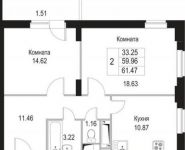 2-комнатная квартира площадью 61.47 кв.м, Щелково платф, 1 | цена 3 903 345 руб. | www.metrprice.ru