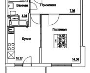 1-комнатная квартира площадью 37.93 кв.м, 2-я Муравская | цена 5 333 564 руб. | www.metrprice.ru