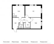 2-комнатная квартира площадью 57.2 кв.м,  | цена 6 366 360 руб. | www.metrprice.ru
