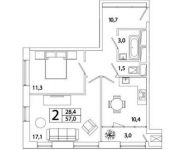 2-комнатная квартира площадью 57 кв.м, Рязанский пр-кт, 2 | цена 8 976 303 руб. | www.metrprice.ru