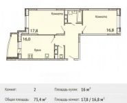 2-комнатная квартира площадью 73.4 кв.м,  | цена 4 341 215 руб. | www.metrprice.ru