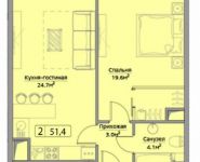 2-комнатная квартира площадью 51.5 кв.м,  | цена 9 200 600 руб. | www.metrprice.ru