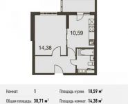 1-комнатная квартира площадью 38.7 кв.м, Родниковая ул. | цена 4 272 555 руб. | www.metrprice.ru
