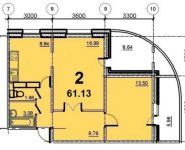 2-комнатная квартира площадью 61.13 кв.м, 5-й микрорайон, 18 | цена 3 353 779 руб. | www.metrprice.ru