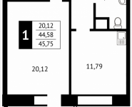 1-комнатная квартира площадью 45.8 кв.м, Клубная, 13 | цена 4 692 668 руб. | www.metrprice.ru