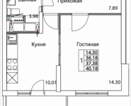 1-комнатная квартира площадью 40.18 кв.м, 2-я Муравская, корп.8 | цена 5 027 723 руб. | www.metrprice.ru