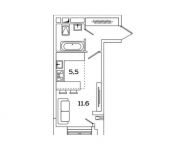 1-комнатная квартира площадью 25.9 кв.м, Рязанский проспект, 2 | цена 5 248 428 руб. | www.metrprice.ru