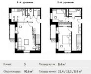 3-комнатная квартира площадью 90.6 кв.м, Липовая улица, 3 | цена 9 619 682 руб. | www.metrprice.ru