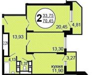 2-комнатная квартира площадью 70.5 кв.м, Московская ул., С1-2 | цена 5 600 000 руб. | www.metrprice.ru