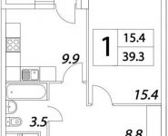1-комнатная квартира площадью 39.3 кв.м, Тагильская улица, 4с22 | цена 4 569 902 руб. | www.metrprice.ru