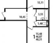 1-комнатная квартира площадью 48 кв.м, Железнодорожная ул. | цена 3 115 995 руб. | www.metrprice.ru