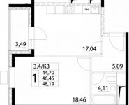 1-комнатная квартира площадью 48 кв.м, Лазоревый проезд, 3с2 | цена 10 000 000 руб. | www.metrprice.ru