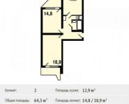 2-комнатная квартира площадью 64.3 кв.м, улица Вертолётчиков, 9к2 | цена 6 776 500 руб. | www.metrprice.ru