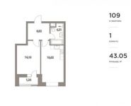 1-комнатная квартира площадью 43.05 кв.м, Котляковский 2-й пер, 1/3 | цена 6 604 905 руб. | www.metrprice.ru