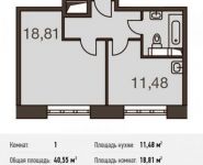 1-комнатная квартира площадью 40.6 кв.м в Микрорайон "Домашний", Донецкая улица, 30с29 | цена 5 466 343 руб. | www.metrprice.ru