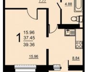 1-комнатная квартира площадью 39.36 кв.м, 5-й микрорайон, 18 | цена 2 228 170 руб. | www.metrprice.ru