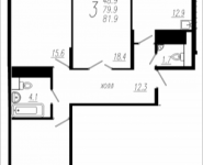 3-комнатная квартира площадью 81.9 кв.м, Колпакова, 44, корп.34 | цена 6 980 366 руб. | www.metrprice.ru