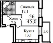 1-комнатная квартира площадью 45 кв.м, Береговая улица, 5 | цена 3 950 000 руб. | www.metrprice.ru