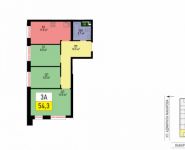 3-комнатная квартира площадью 54.3 кв.м, Выборгская ул., 7К1 | цена 9 562 377 руб. | www.metrprice.ru