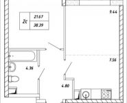 2-комнатная квартира площадью 38.39 кв.м, Омская, 10 | цена 4 222 900 руб. | www.metrprice.ru