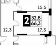 2-комнатная квартира площадью 66.3 кв.м, Учебный переулок, 2 | цена 5 551 249 руб. | www.metrprice.ru