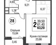 2-комнатная квартира площадью 63.2 кв.м, Почтовая Большая ул., 24 | цена 16 057 098 руб. | www.metrprice.ru