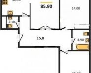 3-комнатная квартира площадью 85.9 кв.м, Производственная ул., 6 | цена 8 894 945 руб. | www.metrprice.ru