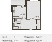 1-комнатная квартира площадью 51 кв.м, Мичуринский пр-кт, 26 | цена 16 320 000 руб. | www.metrprice.ru
