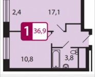 1-комнатная квартира площадью 36.9 кв.м, Северный Квартал, 1 | цена 2 509 200 руб. | www.metrprice.ru