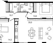 3-комнатная квартира площадью 80.6 кв.м,  | цена 16 040 585 руб. | www.metrprice.ru