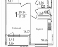 1-комнатная квартира площадью 39.34 кв.м, Михайлова, 31, корп.31 | цена 5 355 862 руб. | www.metrprice.ru