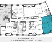 1-комнатная квартира площадью 61.49 кв.м, Вавилова, 69 | цена 15 284 938 руб. | www.metrprice.ru