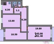 3-комнатная квартира площадью 62.8 кв.м, улица Дмитрия Ульянова, 6к1 | цена 6 300 000 руб. | www.metrprice.ru