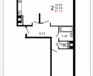 2-комнатная квартира площадью 60.5 кв.м, Шестая, 11 | цена 3 732 482 руб. | www.metrprice.ru