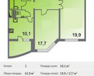 2-комнатная квартира площадью 63.9 кв.м, Героев пр-кт, 8 | цена 4 817 500 руб. | www.metrprice.ru