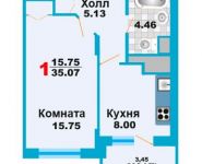 1-комнатная квартира площадью 35.07 кв.м, улица Заборье, д.28к1 | цена 2 244 129 руб. | www.metrprice.ru